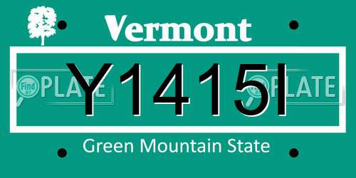 Y1415I Vermont License Plate