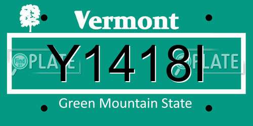 Y1418I Vermont License Plate