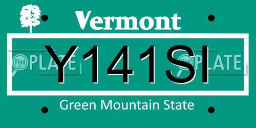 Y141SI Vermont License Plate
