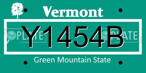 Y1454B Vermont License Plate