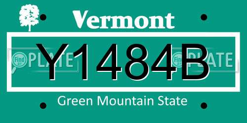 Y1484B Vermont License Plate