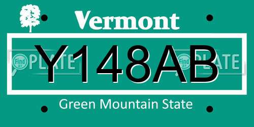 Y148AB Vermont License Plate