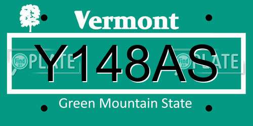 Y148AS Vermont License Plate