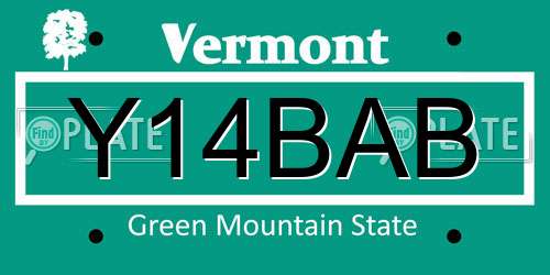 Y14BAB Vermont License Plate