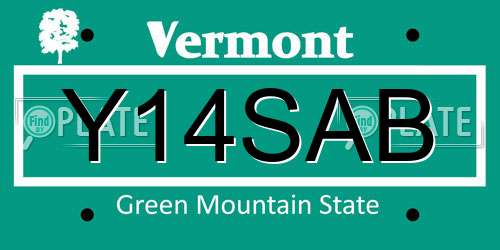 Y14SAB Vermont License Plate