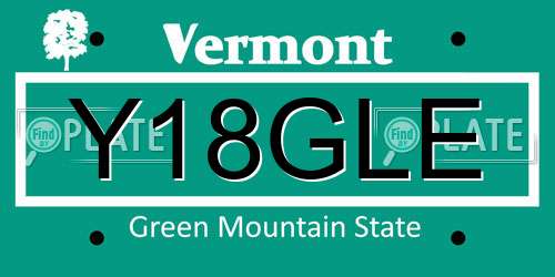 Y18GLE Vermont License Plate