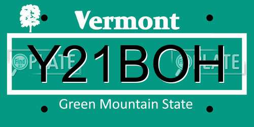 Y21BOH Vermont License Plate