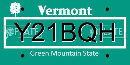 Y21BQH Vermont License Plate