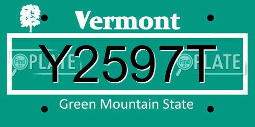 Y2597T Vermont License Plate