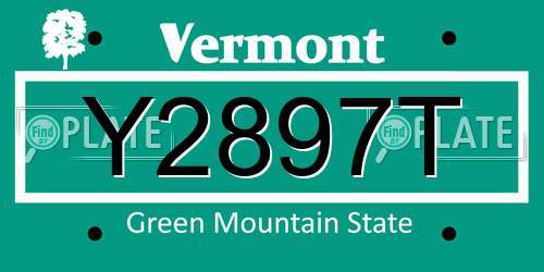 Y2897T Vermont License Plate