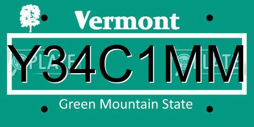 Y34C1MM Vermont License Plate