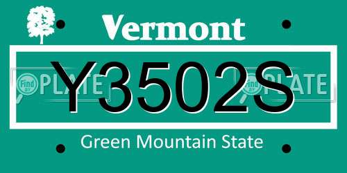 Y3502S Vermont License Plate