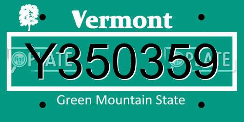 Y350359 Vermont License Plate
