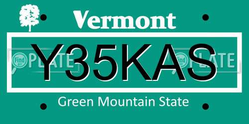 Y35KAS Vermont License Plate