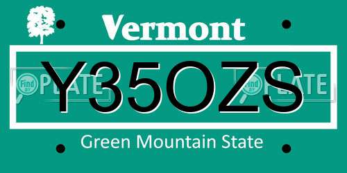 Y35OZS Vermont License Plate