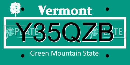 Y35QZB Vermont License Plate