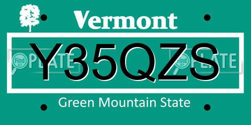Y35QZS Vermont License Plate