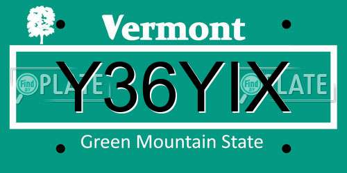 Y36YIX Vermont License Plate
