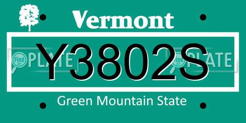 Y3802S Vermont License Plate
