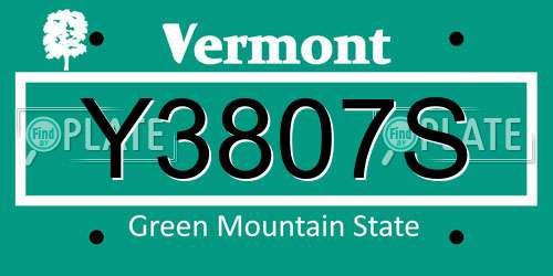 Y3807S Vermont License Plate