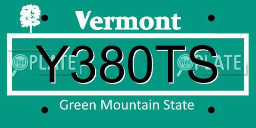 Y380TS Vermont License Plate