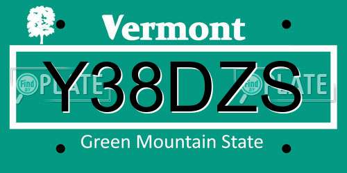 Y38DZS Vermont License Plate