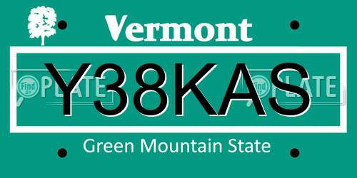 Y38KAS Vermont License Plate