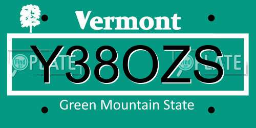 Y38OZS Vermont License Plate