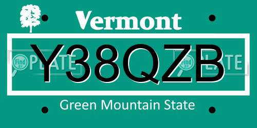 Y38QZB Vermont License Plate