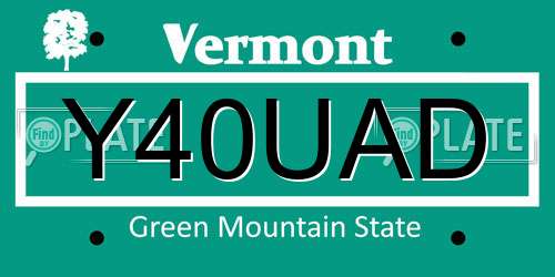 Y40UAD Vermont License Plate