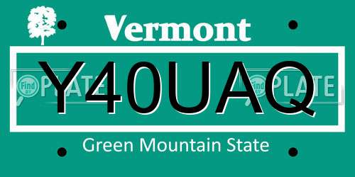 Y40UAQ Vermont License Plate