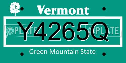 Y4265Q Vermont License Plate