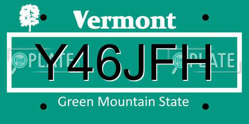 Y46JFH Vermont License Plate