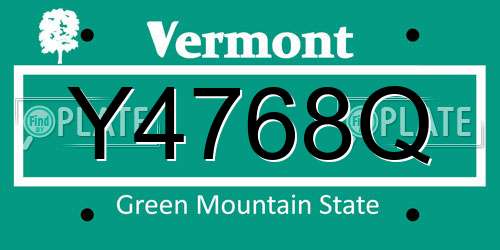 Y4768Q Vermont License Plate