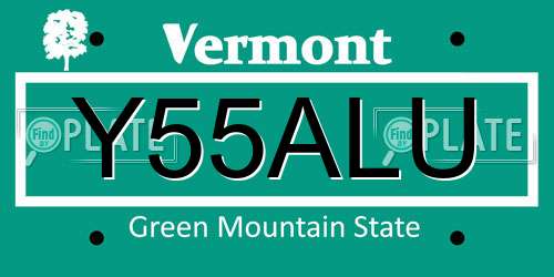 Y55ALU Vermont License Plate
