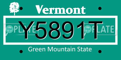 Y5891T Vermont License Plate