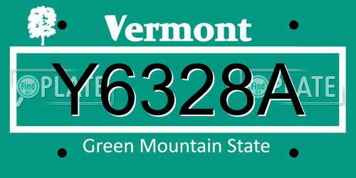 Y6328A Vermont License Plate