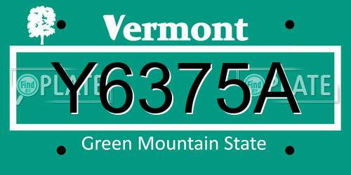 Y6375A Vermont License Plate