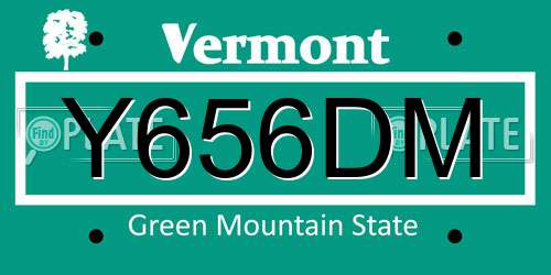 Y656DM Vermont License Plate