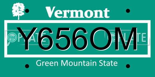 Y656OM Vermont License Plate