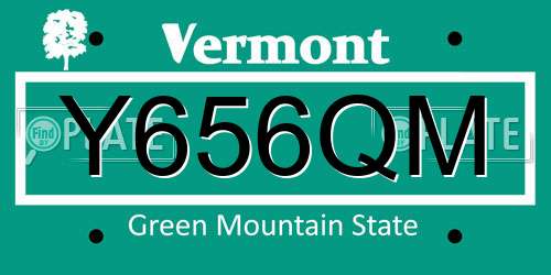 Y656QM Vermont License Plate