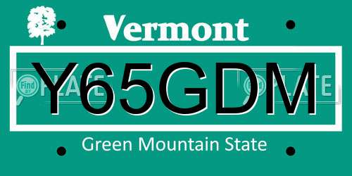 Y65GDM Vermont License Plate