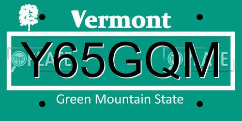 Y65GQM Vermont License Plate