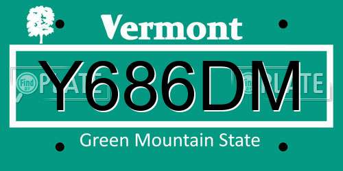 Y686DM Vermont License Plate