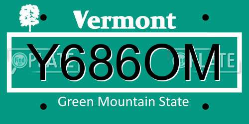 Y686OM Vermont License Plate