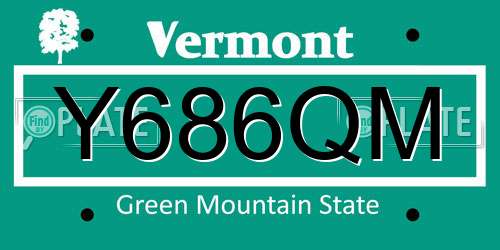 Y686QM Vermont License Plate