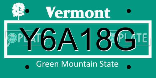 Y6A18G Vermont License Plate