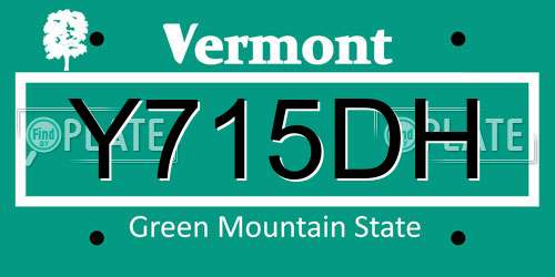 Y715DH Vermont License Plate
