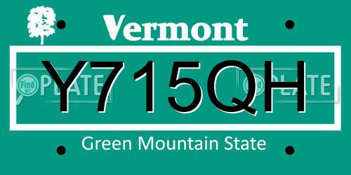 Y715QH Vermont License Plate