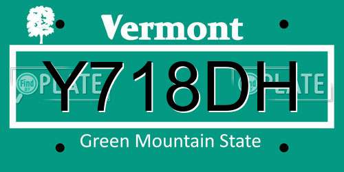 Y718DH Vermont License Plate